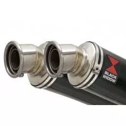 Suzuki DL1000 V-Strom 1000 Silencieux Kit / Silencieux Rond Noir En Inox 350mm