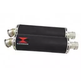 Kawasaki KLV 1000 2004-2007 Silencieux Kit / Silencieux Rond Noir En Inox 400mm