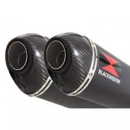 Kawasaki KLV 1000 2004-2007 Silencieux Kit / Silencieux Ovale Noir En Inox + Canule en Carbone 400mm