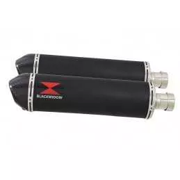 Kawasaki KLV 1000 2004-2007 Silencieux Kit / Silencieux Ovale Noir En Inox + Canule en Carbone 400mm