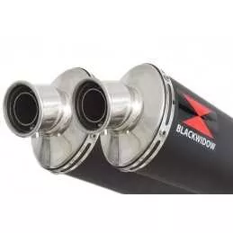 Kawasaki KLV 1000 2004-2007 Silencieux Kit / Silencieux Ovale Noir En Inox 400mm