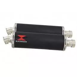 Kawasaki KLV 1000 2004-2007 Silencieux Kit / Silencieux Ovale Noir En Inox 400mm