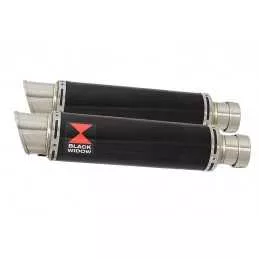 Kawasaki KLV 1000 2004-2007 Silencieux Kit / Silencieux Rond GP Style Noir En Inox 350mm