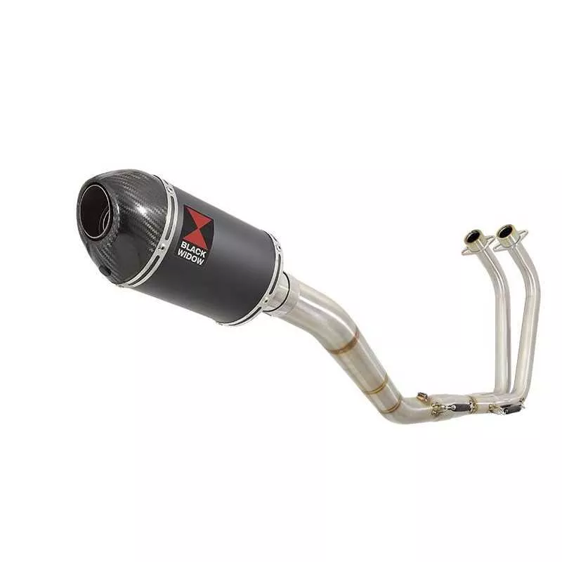 YZF R3 YZF R25 2015 - 2017 Decata Ligne complète + Silencieux Ovale Noir En Inox + Canule En Carbone 200mm