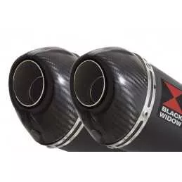 Suzuki DL1000 V-Strom 1000 Silencieux Kit / Silencieux Ovale Noir En Inox & Canule en Carbone 200mm
