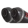 Suzuki DL1000 V-Strom 1000 Silencieux Kit / Silencieux Ovale Noir En Inox & Canule en Carbone 200mm
