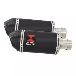 Suzuki DL1000 V-Strom 1000 Silencieux Kit / Silencieux Ovale Noir En Inox & Canule en Carbone 200mm