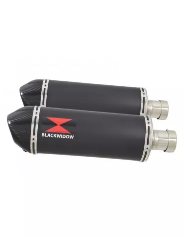 GSX1300R GSX 1300 HAYABUSA 2008-2016 4-2 Tube de raccord et Silencieux Ovale Noir En Inox + Canule En Carbone 300mm