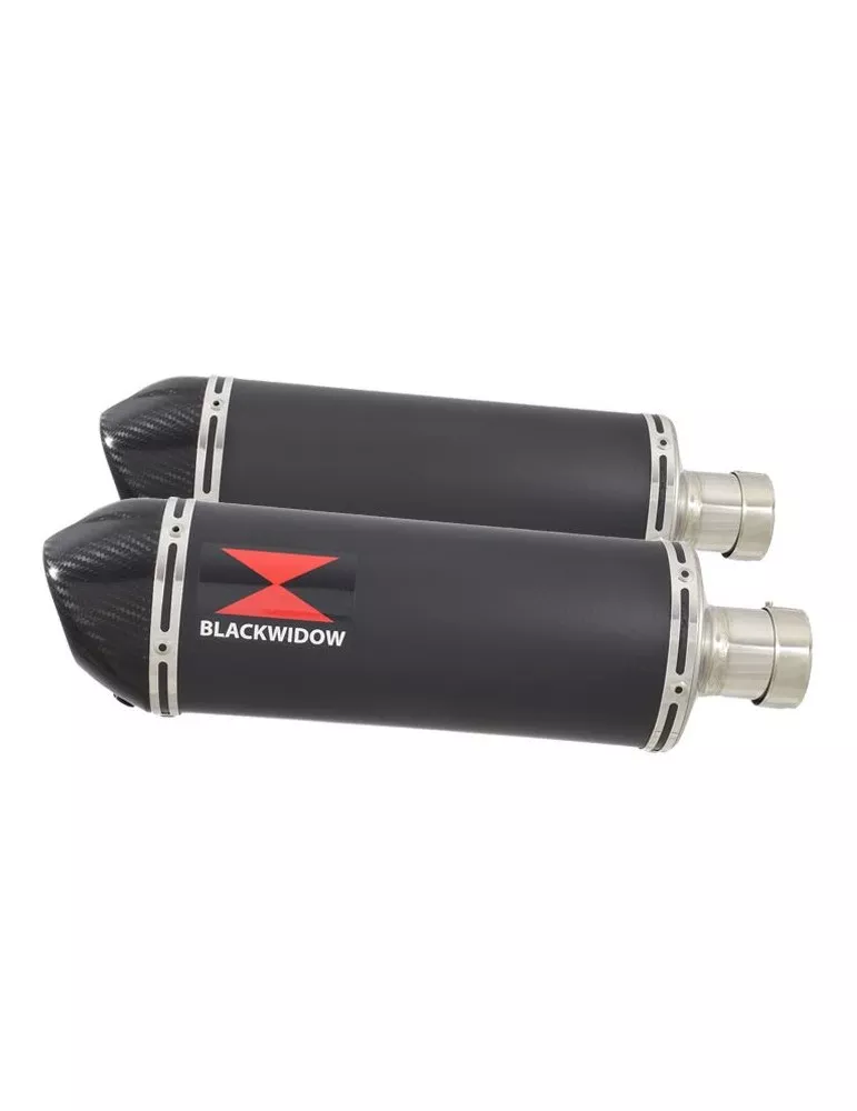 GSX1300R GSX 1300 HAYABUSA 2008-2016 4-2 Tube de raccord et Silencieux Ovale Noir En Inox + Canule En Carbone 300mm