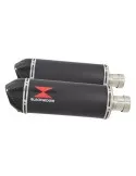 GSX1300R GSX 1300 HAYABUSA 2008-2016 4-2 Tube de raccord et Silencieux Ovale Noir En Inox + Canule En Carbone 300mm