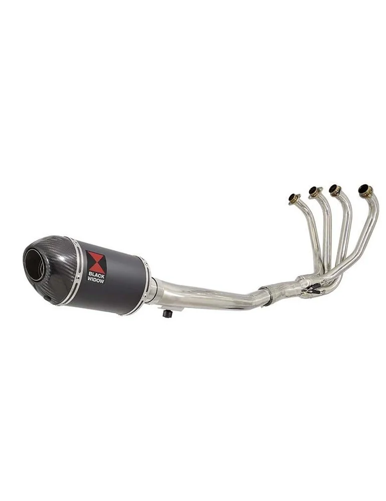 GSF600 Bandit 1995-2004 Refroidissement à Huile / Ligne complète & Silencieux Ovale Noir En Inox + Canule En Carbone 200mm