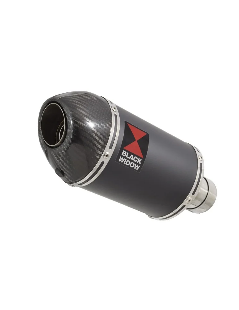SV650 1998-2002 Tube de raccord et Silencieux Ovale Noir en Inox + Canule en Carbone 200mm