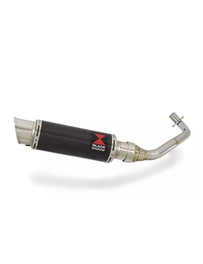 Vespa ET4 125 1996 - 2005 exhaust system with 230mm round GP style carbon fibre silencer