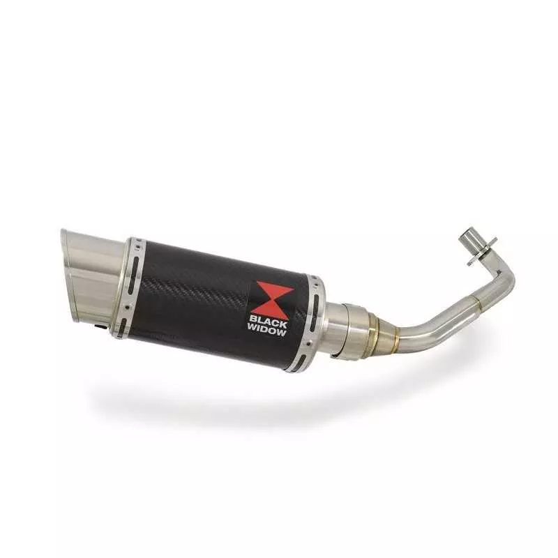 Vespa ET4 125 1996 - 2005 exhaust system with 200mm round carbon fibre silencer