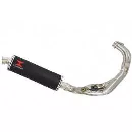 MT09 MT-09 2013-2021 Low Level De-cat Exhaust System with 400mm Oval Black Painted Stainless Steel Silencer