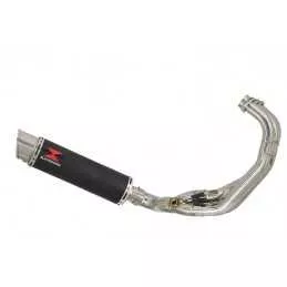 MT09 MT-09 2013-2021  Low Level De-cat Exhaust System with 360mm Round GP Style Black Painted Stainless Steel Silencer