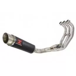 MT09 MT-09 2013-2021  Low Level De-cat Exhaust System with 360mm Round GP Style Black Painted Stainless Steel Silencer