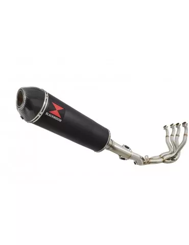 GSXR 1000 K9 L0 L1 09 10 11 4-1 Décatalyseur Ligne complète / Silencieux Ovale Noir en Inox + Canule en Carbone 400mm