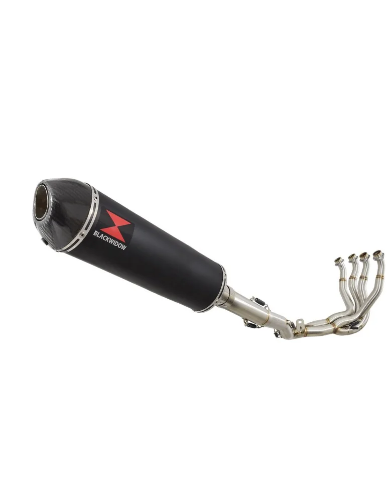 GSXR 1000 K9 L0 L1 09 10 11 4-1 Décatalyseur Ligne complète / Silencieux Ovale Noir en Inox + Canule en Carbone 400mm