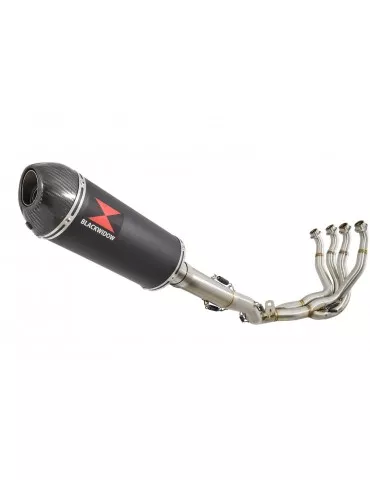 GSXR 1000 K9 L0 L1 09 10 11 4-1 Décatalyseur Ligne complète / Silencieux Ovale Noir en Inox + Canule en Carbone 300mm