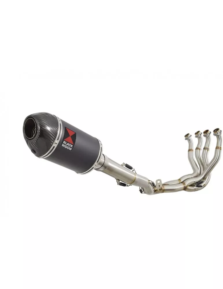 GSXR 1000 K9 L0 L1 09 10 11 4-1 Décatalyseur Ligne complète / Silencieux Ovale Noir en Inox + Canule en Carbone 200mm