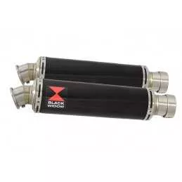 Kawasaki KLV 1000 2004-2007 Silencieux Kit / Silencieux Rond Noir En Inox 350mm