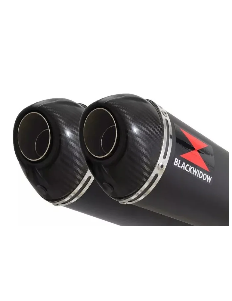 Kawasaki KLV 1000 2004-2007 Silencieux Kit / Silencieux Ovale Noir En Inox & Canule en Carbone 300mm