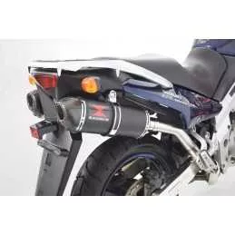 Kawasaki KLV 1000 2004-2007 Silencieux Kit / Silencieux Ovale Noir En Inox & Canule en Carbone 300mm