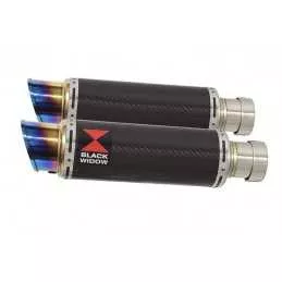 Kawasaki KLV 1000 2004-2007 Silencieux Kit / Silencieux GP Rond En Carbone & Canule En Inox Anodisé 230mm