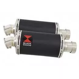 Kawasaki KLV 1000 2004-2007 Silencieux Kit / Silencieux Ovale Noir En Inox 230mm