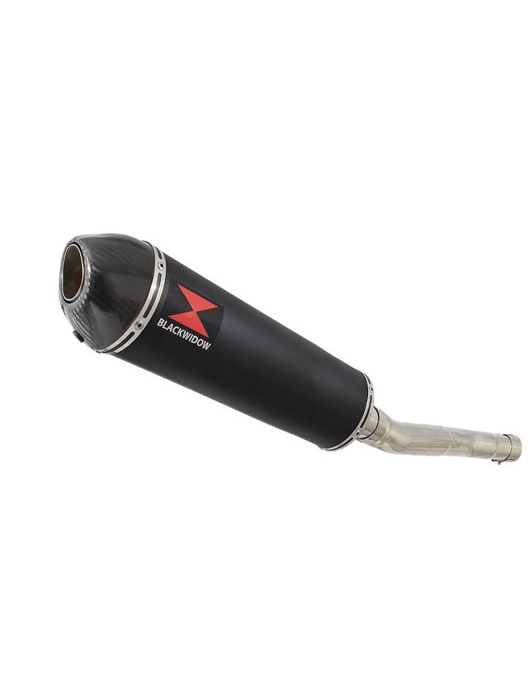 CBR250R MC41 2011-2014 Tube de raccord & Silencieux Ovale Noir En Inox + Carbone Tip 400mm