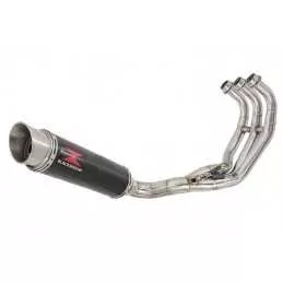 MT09 MT-09 2013-2021 Low Level De-cat Exhaust System with 360mm Round GP Style Carbon Fibre Silencer