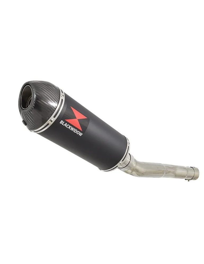CBR250R MC41 2011-2014 Tube de raccord & Silencieux Ovale Noir En Inox + Carbone Tip 300mm