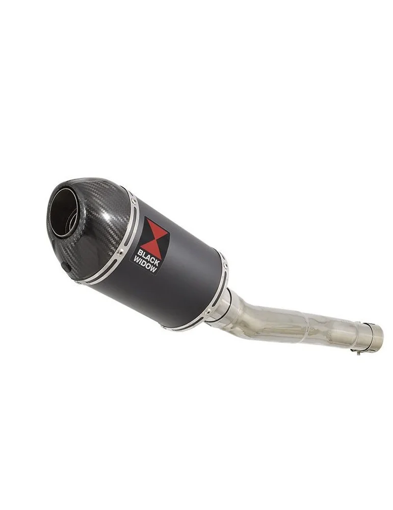 CBR250R MC41 2011-2014 Tube de raccord & Silencieux Ovale Noir En Inox + Carbone Tip 200mm