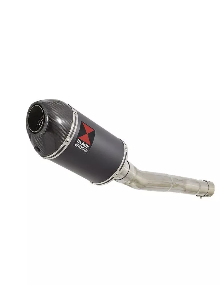 CBR250R MC41 2011-2014 Tube de raccord & Silencieux Ovale Noir En Inox + Carbone Tip 200mm