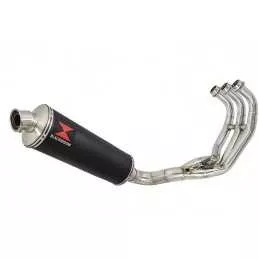 MT-09 Tracer 2013-2021  Low Level De-cat Exhaust System with 400mm Oval Black Painted Stainless Steel Silencer