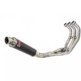 MT-09 Tracer 2013-2021 Low Level De-cat Exhaust System with 350mm Round Carbon Fibre Silencer