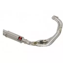 MT-09 Tracer 2013-2021  Low Level De-cat Exhaust System with 230mm Round GP Style Stainless Steel Silencer