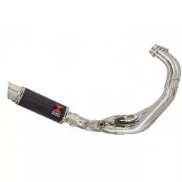 MT-09 Tracer 2013-2021 Low Level De-cat Exhaust System with 230mm Round GP Style Carbon Fibre Silencer