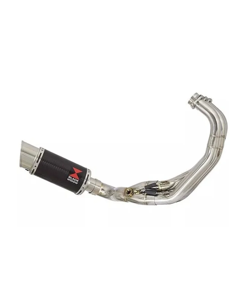 MT-09 Tracer 2013-2021  Low Level De-cat Exhaust System with 200mm Round Carbon Fibre Silencer