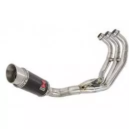 MT-09 Tracer 2013-2021  Low Level De-cat Exhaust System with 200mm Round Carbon Fibre Silencer