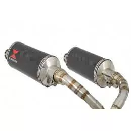 MSX 125 GROM 1-2 Twin Exhaust System with 300mm Oval Carbon Fibre Silencers 