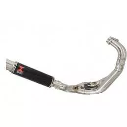 MT09 MT-09 2013-2021 Low Level De-cat Exhaust System with 350mm Round GP Style Black Painted Stainless Steel Silencer