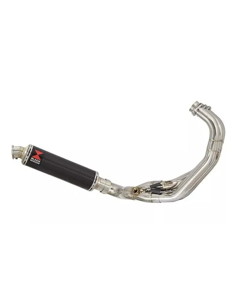 MT09 MT-09 2013-2021 Low Level De-cat Exhaust System with 350mm Round Carbon Fibre Silencer