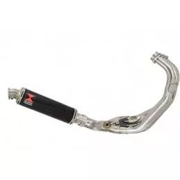 MT09 MT-09 2013-2021 Low Level De-cat Exhaust System with 350mm Round Black Painted Stainless Steel Silencer