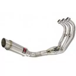 MT09 MT-09 2013-2021 Low Level De-cat Exhaust System with 230mm Round GP Style Stainless Steel Silencer