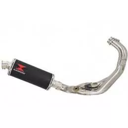 MT09 MT-09 2013-2021  Low Level De-cat Exhaust System with 300mm Oval Black Painted Stainless Steel Silencer