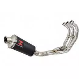 MT09 MT-09 2013-2021  Low Level De-cat Exhaust System with 300mm Oval Black Painted Stainless Steel Silencer