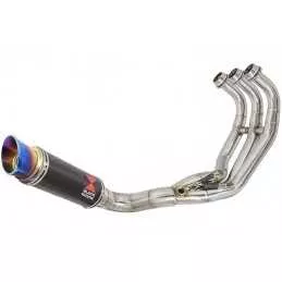 MT09 MT-09 2013-2021  Low Level De-cat Exhaust System with 230mm Round GP Style Carbon Fibre Silencer + Blue Stainless Tip