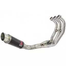 MT09 MT-09 2013-2021 Low Level De-cat Exhaust System with 230mm Round GP Style Carbon Fibre Silencer